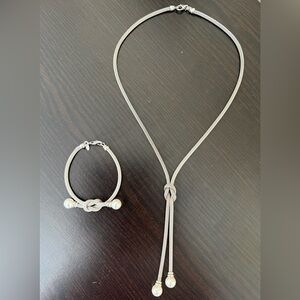 Roberto Magi italian silver necklace and bracelet with faux pearls